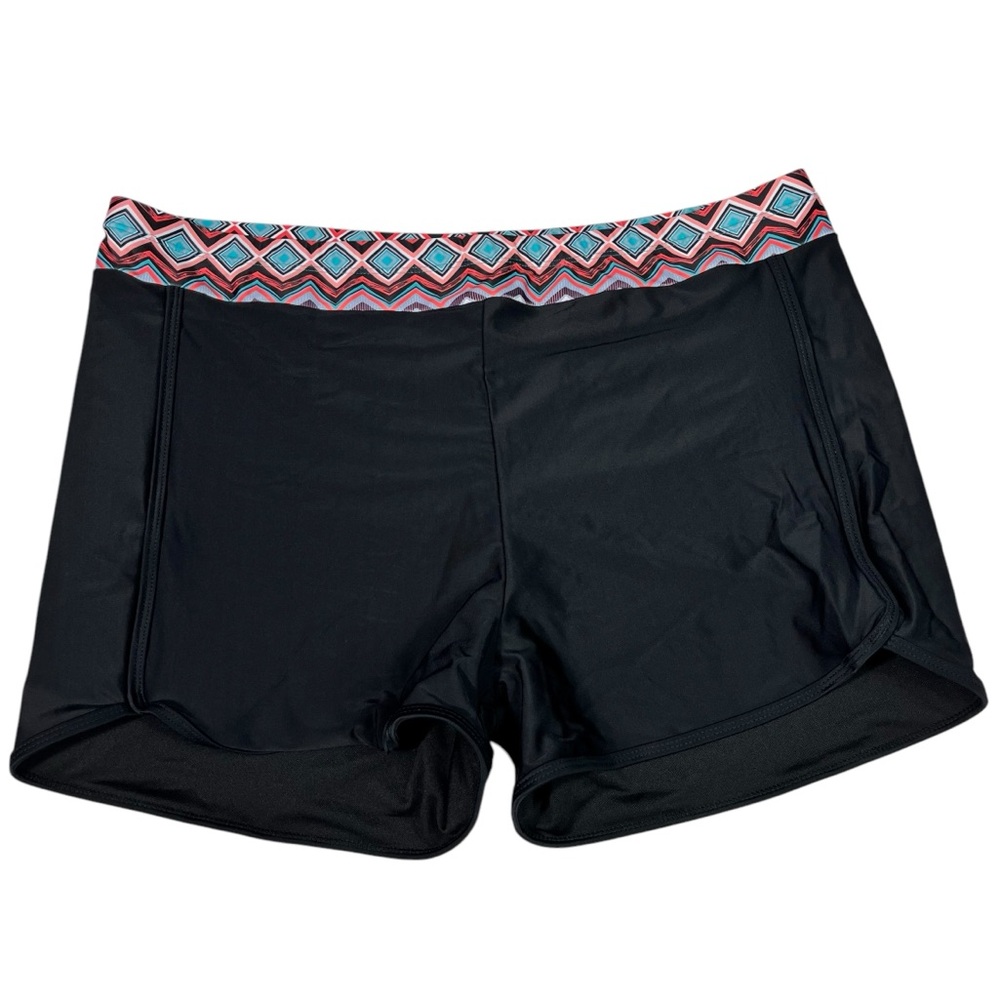 SHEIN Women's Black Aztec Printed Waistband Boyshort Swim Bottoms 20W Plus Size